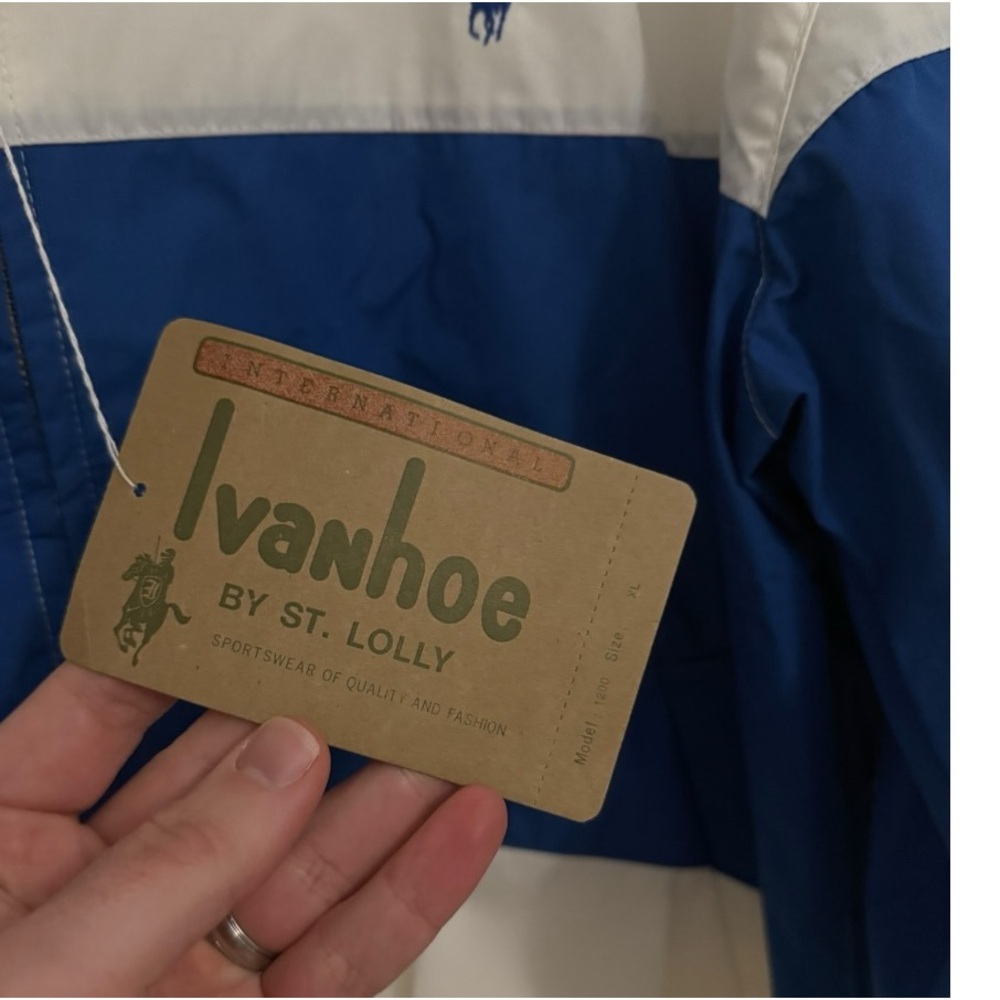 Ivanhoe Sweden Rare NWT Vintage Blue White Colorblock Windbreaker Jacket Polo XL - Picture 3 of 5